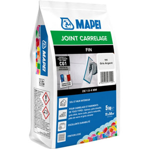 Joint carrelage fin gris argent 111 intérieur sol et mur 5 kg