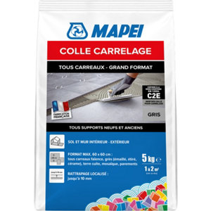 Mortier-colle carrelage grand format gris intérieur et extérieur 5 kg