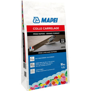 Mortier-colle carrelage prise rapide gris intérieur et extérieur 10 kg