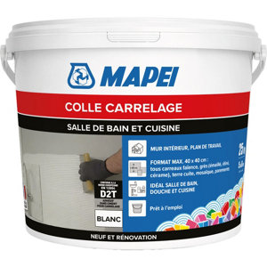 Colle carrelage en pâte prête à l’emploi salle de bain et cuisine blanc 25 kg