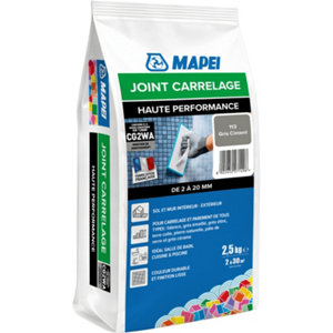 Joint carrelage haute performance gris ciment 113 intérieur et extérieur 2,5 kg
