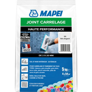 Joint carrelage haute performance gris argent 111 intérieur et extérieur 5 kg