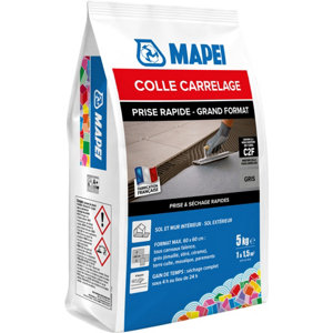 Mortier-colle carrelage prise rapide gris intérieur et extérieur 5 kg