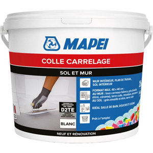 Colle carrelage en pâte prête à l’emploi sol et mur blanc 25 kg