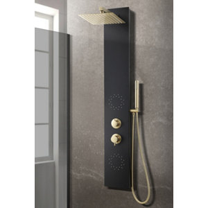 Colonne de douche hydromassante "Gressan" carrée noir/Doré