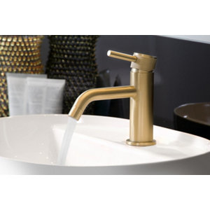 Mitigeur lavabo M SINDIA finition or brossé - cartouche céramique et vidage clic-clac