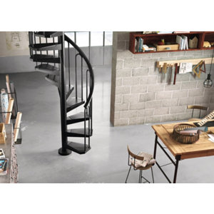 Escalier hélicoïdal métal noir H. 3 m x D. 130 cm