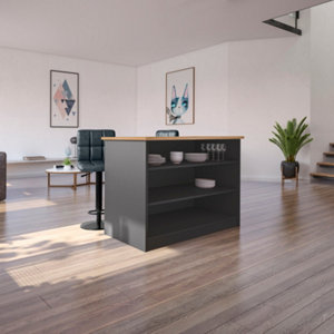 Îlot central de cuisine noir "Aldo" - L.120 x l.70 x H.90 cm.