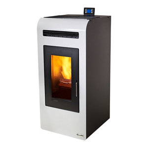 Poêle à granulés télécommandé "Canadian 16C" blanc - 14,6 kW - L. 49,5cm x H. 107,7cm
