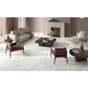 Carrelage sol intérieur HARMONY MARMO ORO blanc effet marbre 60 x 120 cm