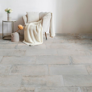 Carrelage sol intérieur grès cérame émaillé MONOLITHE blanc/gris 30,8x61,5 cm