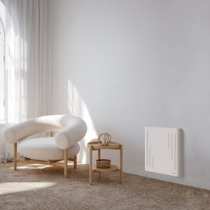 Radiateur à inertie sèche connecté en fonte 1000 W blanc