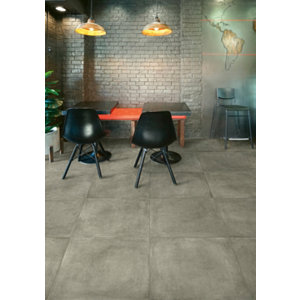 Carrelage sol intérieur grès cérame émaillé "Leida" aspect béton - 45,7 x 45,7 cm. Ép. 7,4 mm.