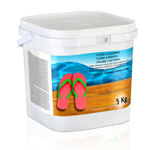 Chlore 4 actions en tablettes 200g 5 Kg. 