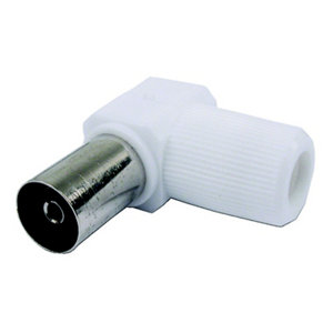 Fiche TV coudée femelle pour branchement câble coaxial sur récepteur/antenne TNT Ø 9,52 mm