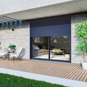 Baie coulissante aluminium + volet roulant grise 200 x 240 cm