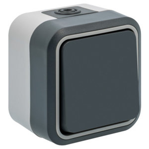 Interrupteur, poussoir étanche gris mat IP55