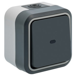 Interrupteur va-et-vient à voyant gris étanche IP55