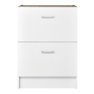 Meuble bas 2 tiroirs casseroliers "Bali" blanc - L. 60 x h. 82 x p. 57,6 cm