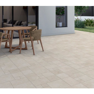 Carrelage extérieur grès cérame émaillé 60,5 x 60,5 cm CASTELLO greige aspect pierre