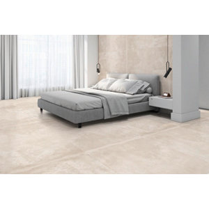 Carrelage sol et mur grès cérame beige effet béton LOU ARENA 60 x 120 cm