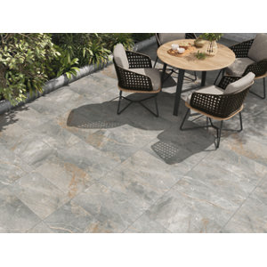 Carrelage extérieur grès cérame émaillé gris 37,5 x 37,5 cm finition mate