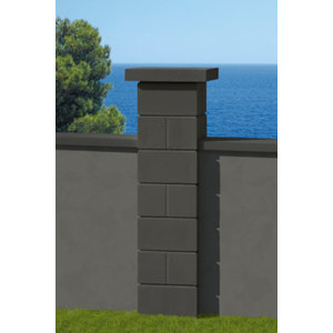 Chapeau plat gris foncé en béton - 40 x 40 x H. 6 cm