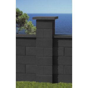Pilier lisse décoratif en béton anthracite - 30X30 cm
