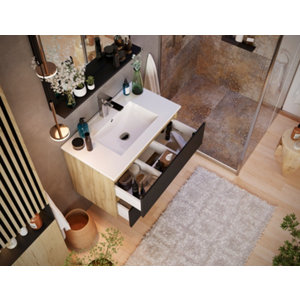 Ensemble meuble, vasque et miroir "Milenio" 80 cm