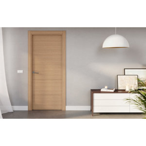 Porte interieur pleine MDF plaqué chêne miel poussant gauche - 204 x 83 cm