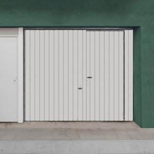 Porte de garage basculante acier blanc 200x240 cm avec portillon piéton intégré