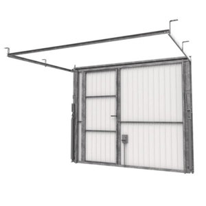 Porte de garage basculante acier gris 200x240 cm avec portillon piéton intégré