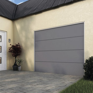 Porte de garage sectionnelle motorisée grise H. 200 x l. 240 cm