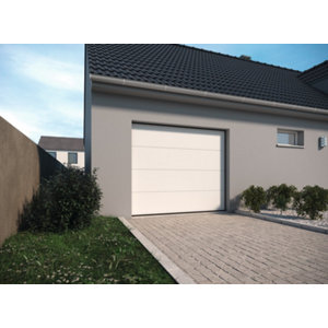 Porte de garage sectionnelle motorisée lisses blanche motorisée H. 200 x L. 240 cm
