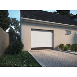 Porte de garage sectionnelle motorisée blanche - H. 200 x L. 240 cm. Ép. 40 mm