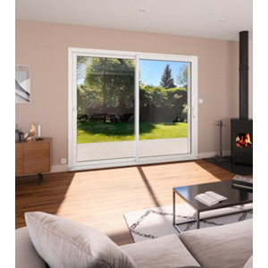 Baie aluminium coulissante blanc brillant haute isolation et sécurité 200 X 240 cm