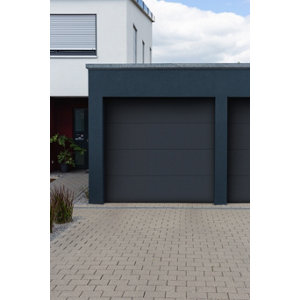 Porte de garage sectionnelle structurée motorisée gris H. 200 x L. 240 cm