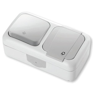 Double prise va-et-vient et prise 2P+T étanches IP54