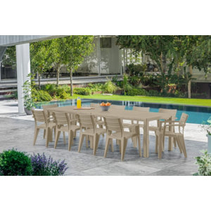 Table double "Roma" coloris silver sage - 293x90x75 cm,180x147x75 cm, 147x90x75 cm.