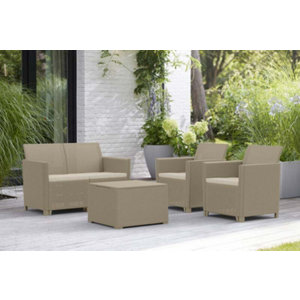 Salon de jardin en résine 4 places coloris silver sage