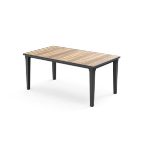 Table de jardin rectangulaire 6 personnes résine effet bois 165 x 94 x 74 cm