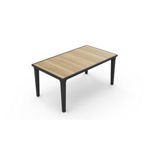 Table de jardin rectangulaire 6 personnes effet bois 165 cm