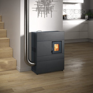 Poêle à granulés rouge - 5,4 kW - H. 73 x L. 55 x P. 26 cm