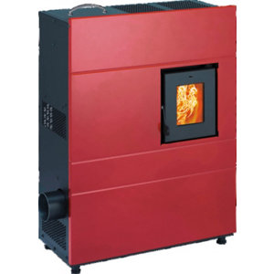 Poêle à granulés rouge - 5,4 kW - H. 73 x L. 55 x P. 26 cm