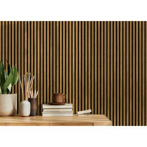 2 panneaux tasseaux acoustiques en MDF couleur chêne 2500X292X11 mm